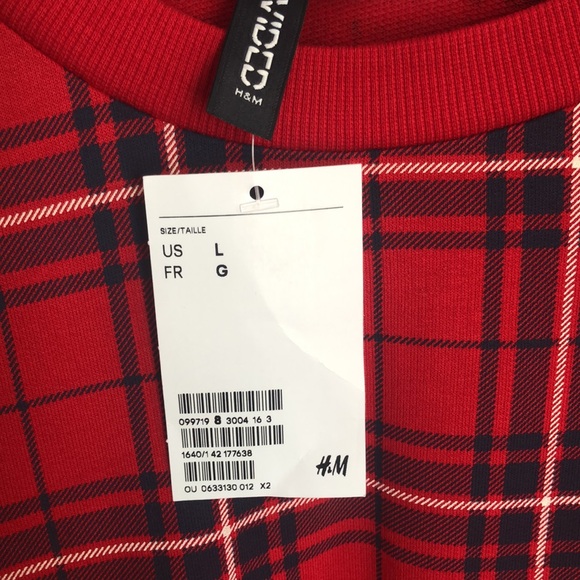H&M DIVIDEND sz L Buffalo Plaid sweatshirt NWT & MEMBERS MARK blk sz L leggings - Picture 3 of 14